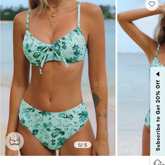 CupShe Earthly Aruba Flower Tie Front Top & Mid Rise Shirred Bikini NWT size XL - Picture 10 of 11